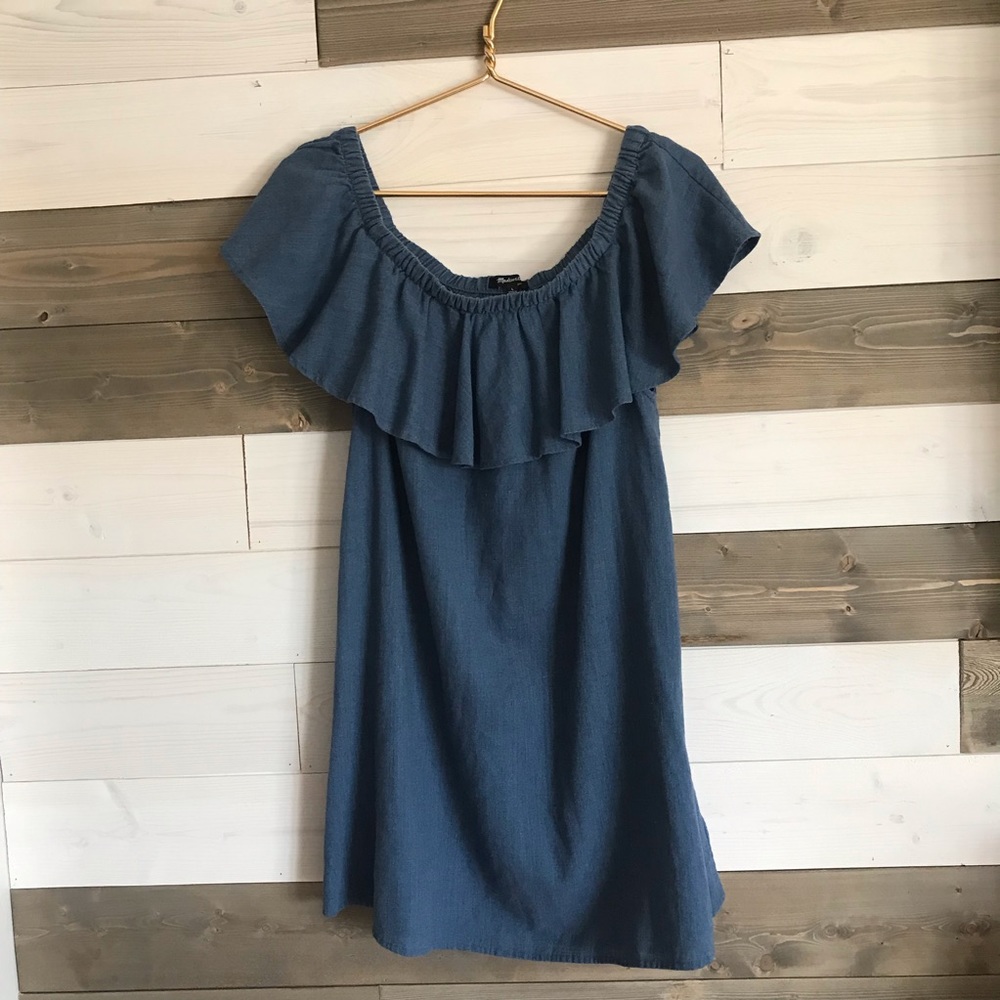 Madewell ⚜️ Blue Linen Rio Ruffled Top Dress - Picture 11 of 14